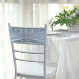 5 pack | 5Inchx14Inch Dusty Blue Spandex Stretch Chair Sash with Silver Diamond Ring Slide Buckle