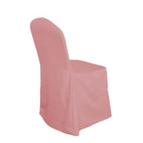 Dusty Rose Polyester Banquet Chair Cover, Reusable Stain Resistant Slip On Chair Cover