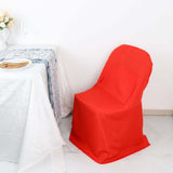 Red Polyester Folding Chair Cover, Reusable Stain Resistant Slip On Chair Cover