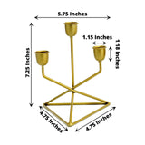 3 Arm Gold Metal Geometric Taper Candle Candelabra Holder Centerpiece With Triangle Base