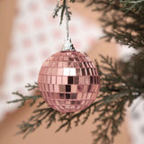 2inch Blush / Rose Gold Foam Disco Mirror Ball With Hanging Strings, Holiday Christmas Ornaments