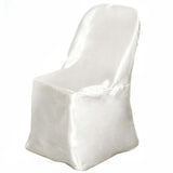 Ivory Glossy Satin Folding Chair Covers, Reusable Elegant Chair Covers