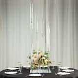 4.5ft Crystal 12-Arm Cluster Glass Taper / Pillar Square Candle Stand, Hurricane Candle