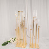 50inch Gold 10 Arm Cluster Taper Candle Holder With Clear Glass Shades Large Candle Arrangement