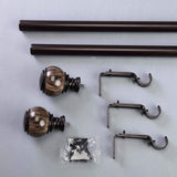 42-126inch Adjustable Curtain Rod Set, Chocolate Brown, Marble Finials