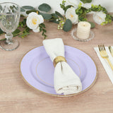 25-Pack Paper 10inch Round Dinner Plates in Lavender Lilac Sunray Design with Gold Rim - Disposable