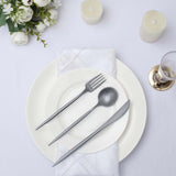 50 Pack | Silver Premium Plastic Silverware Set, Heavy Duty Disposable Sleek Utensil Cutlery