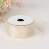 10 Yards 1.5" Ivory Wired Edge Organza Ribbon