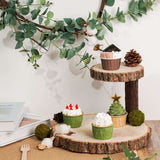 8inch 2-Tier Natural Elm Wood Slice Cheese Board Cupcake Stand, Rustic Centerpiece