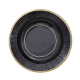 25 Pack | 8inch Black Sunray Gold Rimmed Dessert Appetizer Paper Plates, Disposable Party#whtbkgd