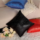 2 Pack | 18inch x 18inch Sequin Throw Pillow Cover, Decorative Cushion Case - Square Black Sequin