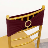 5 Pack Burgundy Spandex Chair Sashes with Gold Diamond Buckles, Elegant Stretch Chair Bands