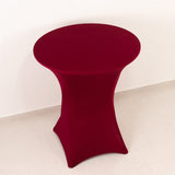 Burgundy Highboy Spandex Cocktail Table Cover, Fitted Stretch Tablecloth