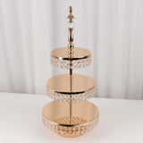 3-Tier Crystal Beaded Gold Metal Cupcake Stand Tower, 26inch Tall Cake Dessert Display Stand