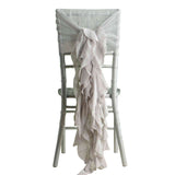 1 Set Silver Chiffon Hoods With Ruffles Willow Chiffon Chair Sashes