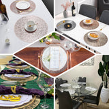 6 Pack Gold Metallic Vinyl Placemats, Non-Slip Spiked Design Round Table Mats 15"