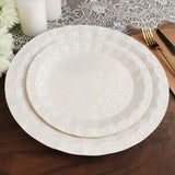 12inch Round Iridescent Geometric Foil Paper Charger Plates, Disposable Serving Trays - 400 GSM