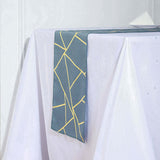 9ft Dusty Blue With Gold Foil Geometric Pattern Table Runner