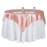 60"x 60" Dusty Rose Seamless Satin Square Tablecloth Overlay