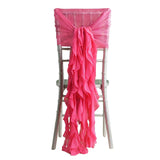 1 Set Fuchsia Chiffon Hoods With Ruffles Willow Chiffon Chair Sashes