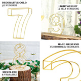 8" Tall | Gold Wedding Table Numbers | Freestanding 3D Decorative Metal Wire Numbers | 4