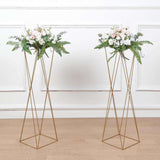 2 Pack | 32inch Gold Geometric Crisscross Metal Frame Flower Stands