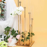 42inches Gold 8 Arm Cluster Taper Candle Holder With Clear Glass Shades, Large Candle Arrangement