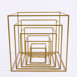 2 Pack | 8inch Square Gold Metal Frame Wedding Flower Stands, Geometric Centerpieces