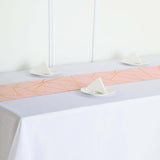 9ft Blush / Rose Gold With Gold Foil Geometric Pattern Table Runner