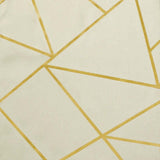 54"x54" Beige Polyester Square Overlay With Gold Foil Geometric Pattern#whtbkgd