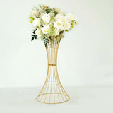 24inch Tall Gold Metal Wire Hourglass Flower Frame Stand, Open Frame Reversible Trumpet