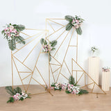 3ft Tall Gold Metal Triangular Geometric Flower Frame Prop Stand