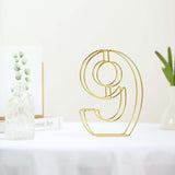 8" Tall | Gold Wedding Table Numbers | Freestanding 3D Decorative Metal Wire Numbers | 9