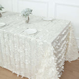 90x132Inch Ivory Leaf Petal Taffeta Rectangle Tablecloth