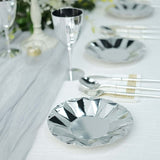 Geometric Metallic Silver Dessert Appetizer Paper Plates, Disposable Salad Party Plates - 400 GSM