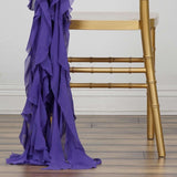 1 Set Purple Chiffon Hoods With Ruffles Willow Chiffon Chair Sashes#whtbkgd