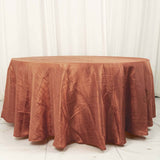 Terracotta (Rust) Seamless Accordion Crinkle Taffeta Round Tablecloth - 120inch