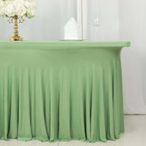 6ft Sage Green Wavy Spandex Fitted Rectangle 1-Piece Tablecloth Table Skirt