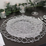 6 Pack | 15inch Silver Metallic String Woven Placemats, Round Table Mats