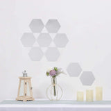 12 Pack | 10Inch Hexagon Mirror Wall Stickers, Acrylic Removable Wall Decals For Home Decor