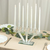 12inch Crystal Glass Candelabra With Crystal Filler 7-Branch Taper Candle Stick Holder Stand