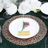 6 Pack Rose Gold Vinyl Placemats, Decorative Woven Non-Slip Round Table Mats 15"