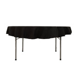 Black Cotton Blend Round Tablecloth - 70"