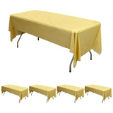 5 Pack Gold Rectangle Plastic Table Covers, 54inchx108inch PVC Disposable Tablecloths