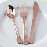 30 Pack Metallic Rose Gold Heavy Duty Plastic Silverware Set, Disposable Blush Cutlery Utensil Set