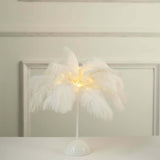 15inch LED White Ostrich Feather Table Lamp Wedding Centerpiece