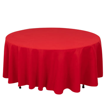 Cotton Blend 108" Round Tablecloth Red - Wrinkle-Resistant Design