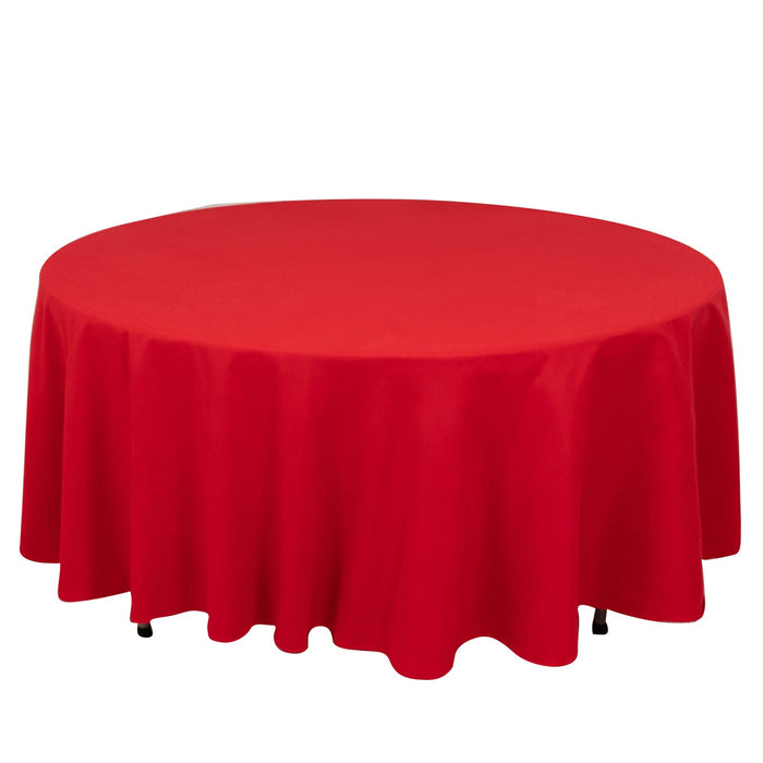 108" Red Cotton Blend Round Tablecloth