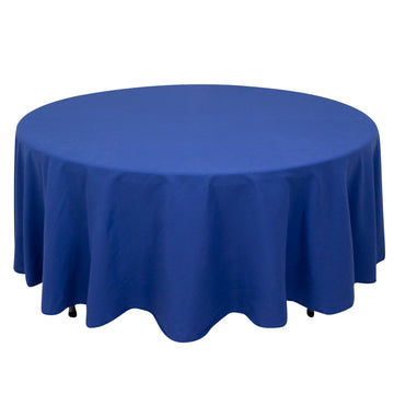 Cotton Blend 108" Round Tablecloth Royal Blue - Wrinkle-Resistant Design