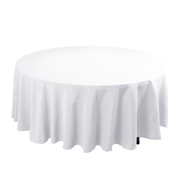 Cotton Blend 108" Round Tablecloth White - Wrinkle-Resistant Design for Versatile Table Settings